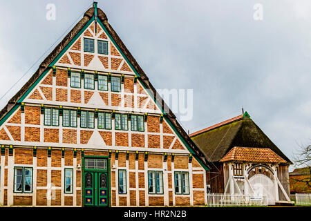 Häuser dans Jork, Altes Land ; maisons de Jork, Basse-Saxe Banque D'Images
