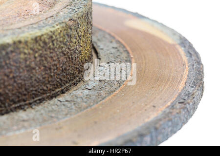 Disques de frein usés excessivement rusty : trop maigre, couverte de rouille, et à la frontière avec la zone brûlée Banque D'Images