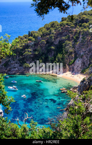 Cala Futadera beach, Costa Brava, Espagne Banque D'Images