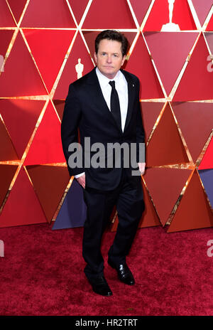 Michael J Fox arrivant à la 89e Academy Awards tenue au Kodak Theater à Hollywood, Los Angeles, USA. ASSOCIATION DE PRESSE Photo. Photo date : dimanche 26 février, 2017. Voir PA story SHOWBIZ Oscars. Crédit photo doit se lire : Ian West/PA Wire Banque D'Images