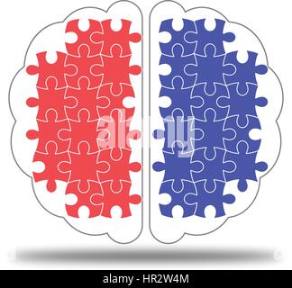 Puzzle coloré vecteur du cerveau en icône sur fond blanc Illustration de Vecteur