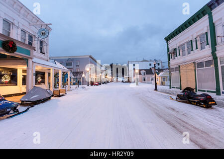 L'île Mackinac est une ville de Mackinac comté dans l'État américain du Michigan. Photographié dans l'hiver avec de la neige Banque D'Images