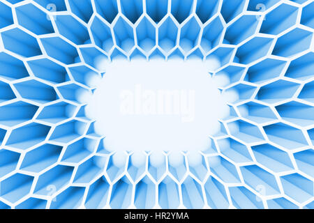 Résumé fond bleu avec une structure de trame hexagonale Banque D'Images