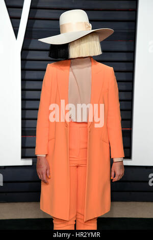 PABEST Sia arrivant à la Vanity Fair Oscar Party à Beverly Hills, Los Angeles, USA. Banque D'Images