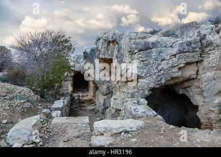 Catacombes au Parc archéologique de Paphos, Kato Paphos, Chypre Banque D'Images