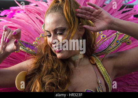 Sao Paulo, Brésil. Feb 26, 2017. Ellen Rocche modèle et actrice des défilés qui à la Rosas de Ouro samba school, une des écoles de samba qui joue pour la première place du Groupe spécial a également assisté à la Sambódromo do Anhembi. Credit : Marivaldo Oliveira/Pacific Press/Alamy Live News Banque D'Images