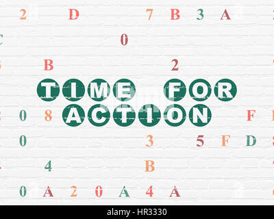 Timeline concept : le temps d'agir sur wall background Banque D'Images