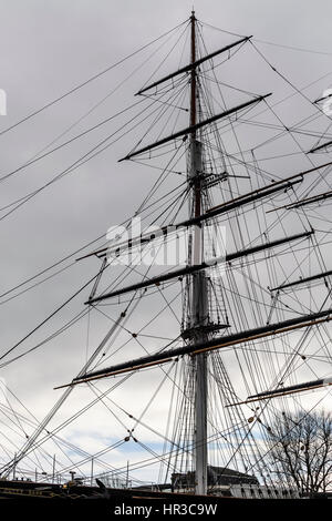 Cutty Sark, Greenwich, London, un plateau clipper construit en 1869 et le navire le plus rapide de son époque. Banque D'Images