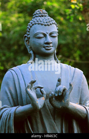 Bouddha sculpture en pierre, idole de Buddhadev (siddhartha) montrant le mudra ( part postures) Banque D'Images