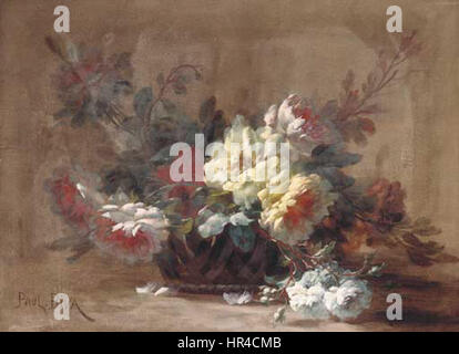 Paul Biva, still life of roses dans un bol en verre taillé, huile sur toile, 54,2 x 73,4 cm Banque D'Images