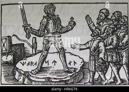 « OM konungaval » d’Olaus Magnus est un ouvrage historique axé sur les pratiques électorales royales en Scandinavie. Magnus, érudit et prêtre du XVIe siècle, donne un aperçu de la gouvernance médiévale et des systèmes politiques en Europe du Nord. Banque D'Images