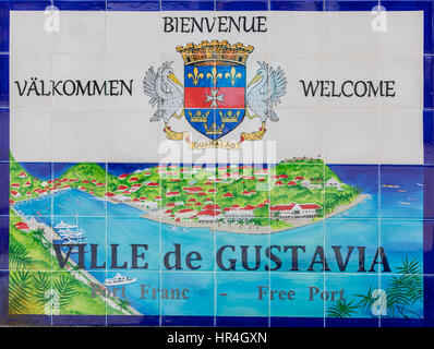 Panneau de bienvenue Gustavia, St Barts Banque D'Images