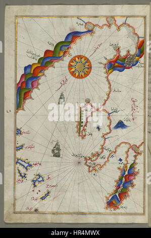 La carte de Piri Reis - la baie de Salonique - Walters W65851A - Page complète Banque D'Images