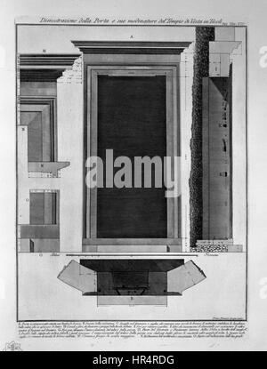 Cette gravure de Giovanni Battista Piranesi présente son style architectural renommé, représentant une vue grandiose et détaillée des ruines romaines antiques. Les œuvres de Piranesi sont célébrées pour leur perspective dramatique et leurs gravures complexes. Banque D'Images