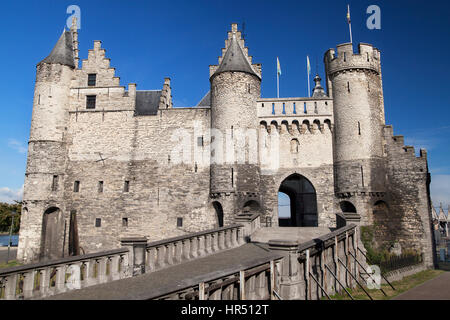 Het Steen Château à Anvers, Belgique. Banque D'Images