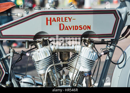 Vintage Harley Davidson moto 11F à la VMCC Banbury Exécuter. Banbury, Oxfordshire, Angleterre. Banque D'Images