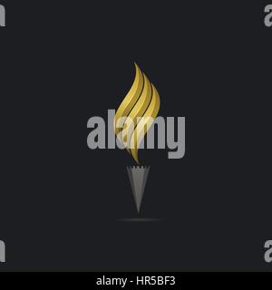 Modèle logo flamme dorée Illustration de Vecteur