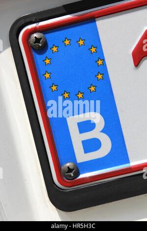 Pays de l'UE identifiant de la plaque d'immatriculation de voiture : Belgique Banque D'Images