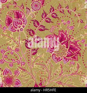 Seamless floral background. Fantasy fleurs et paisley mix. Illustration de Vecteur