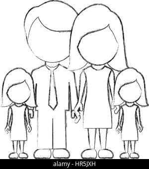 Figure famille leurs filles icône twins Illustration de Vecteur