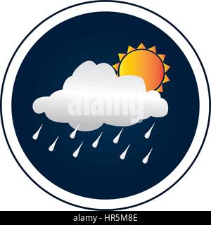 Frontière circulaire avec des nuages de pluie et soleil silhouette Illustration de Vecteur