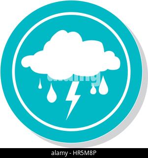 Châssis circulaire avec l'icône météo Tempête de pluie silhouette Illustration de Vecteur