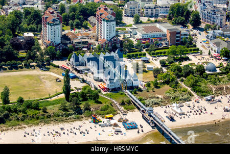 Pont sur la mer, mer Baltique, Mecklembourg-Poméranie-Occidentale, Allemagne, Europe, Heringsdorf, photo aérienne, Mecklenburg-Vorpommern, Mecklenburg-We Banque D'Images