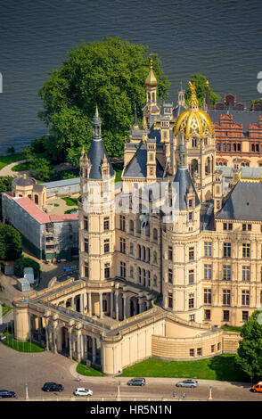 Château de Schwerin, jardin du château, le lac Burgsee, lac Schweriner See, Schwerin, Schleswig-Holstein, Allemagne Banque D'Images