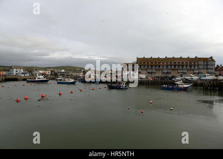 Une vue générale du port de West Bay, Dorset, où l'ITV Broadchurch est filmé. Banque D'Images