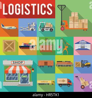 Le transport de fret et de la logistique Icon Set Illustration de Vecteur