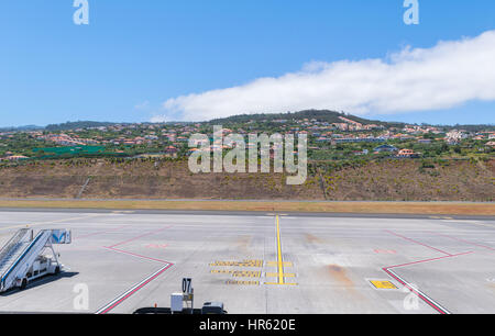 L''aéroport de Madère dans un jour assombri, Portugal, Europe Banque D'Images