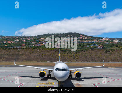 L''aéroport de Madère dans un jour assombri, Portugal, Europe Banque D'Images