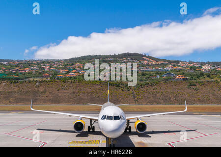 L''aéroport de Madère dans un jour assombri, Portugal, Europe Banque D'Images