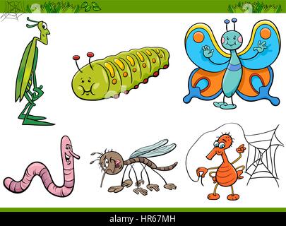 Cartoon Illustration d'insectes ou de Bugs Caractères Illustration de Vecteur