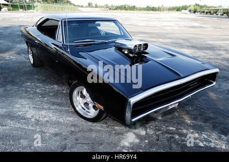 Dodge Charger 1970 muscle car classic cars american avec prise d'air sur le capot Banque D'Images
