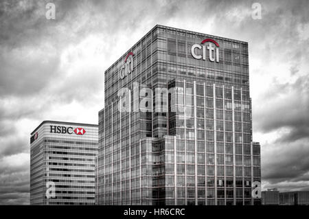Citi Bank et HSBC les immeubles de bureaux à Canary Wharf, les Docklands, London UK Banque D'Images