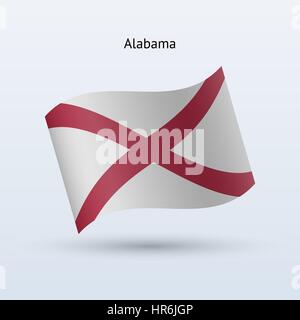 État de l'Alabama sous forme de brandir le drapeau sur fond gris. Vector illustration. Illustration de Vecteur