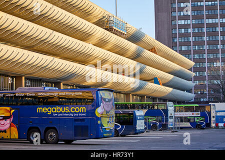 Moderniste conçu extérieure brutaliste Preston Bus Station design classé Grade II Keith Ingham Charles Wilson Building Design Partnership Banque D'Images