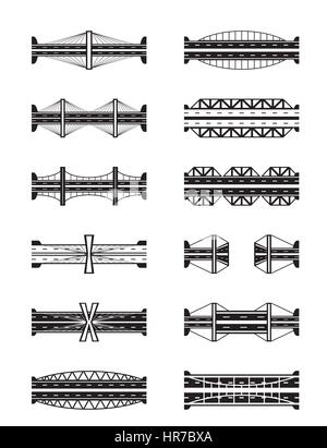 Différents types de ponts vus du dessus - vector illustration Illustration de Vecteur