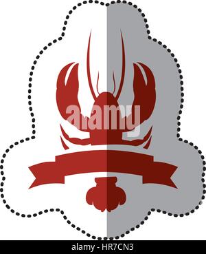 Sticker silhouette rouge avec ruban de homard Illustration de Vecteur