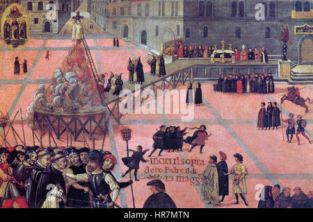 Peintre inconnu - Épreuve de Girolamo Savonarola à Piazza Signoria - WGA23933 Banque D'Images