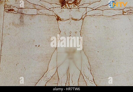 Homme de Vitruve par Leonardo da Vinci censuré Banque D'Images