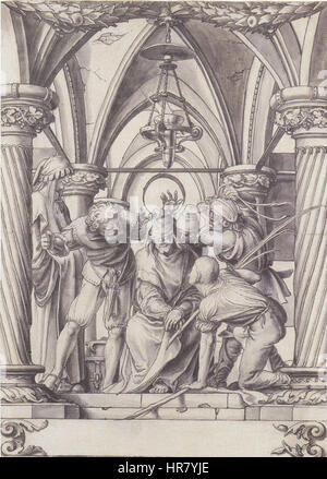 La moquerie du Christ, la conception d'un vitrail par Hans Holbein le Jeune Banque D'Images