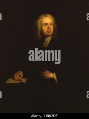 William Warburton, un érudit et théologien anglais, dans un portrait par Charles Philips, un peintre anglais, vers 1737. Banque D'Images