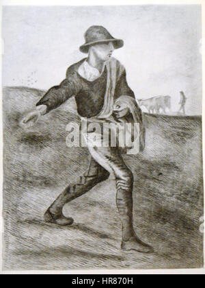 Vincent van Gogh, un artiste post-impressionniste néerlandais, a créé Le Semeur, un dessin d'après Jean-François Millet, à Etten, entre avril et décembre 1881. Banque D'Images