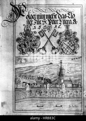 Peter Kreuznach est une église historique importante située dans la ville de Bad Kreuznach, en Allemagne. Cette structure gothique est connue pour son architecture complexe, y compris des arcs pointus et des vitraux, caractéristiques de la période médiévale. Il a servi de lieu de culte et de patrimoine culturel pendant des siècles. Banque D'Images