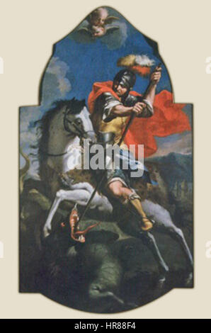 Saint Georges et le Dragon, une œuvre d'art de Valentin Metzinger, une représentation du saint tuant un dragon. Banque D'Images