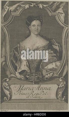 Maria Anna Sophia de Saxe, Électrice de Bavière, dans une gravure en cuivre par Johann Christoph Sysang, vers 1745. Banque D'Images