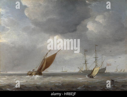 Willem van de Velde II (atelier de) - Les petits navires néerlandais dans une brise Banque D'Images