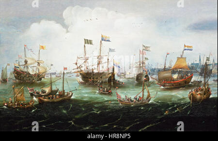 Le retour à Amsterdam de la seconde expédition pour les Indes orientales, le 19 juillet 1599 Banque D'Images